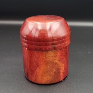 Vintage 2-Piece Hand Turned Red Colored Storage Box~Slide-on Lid